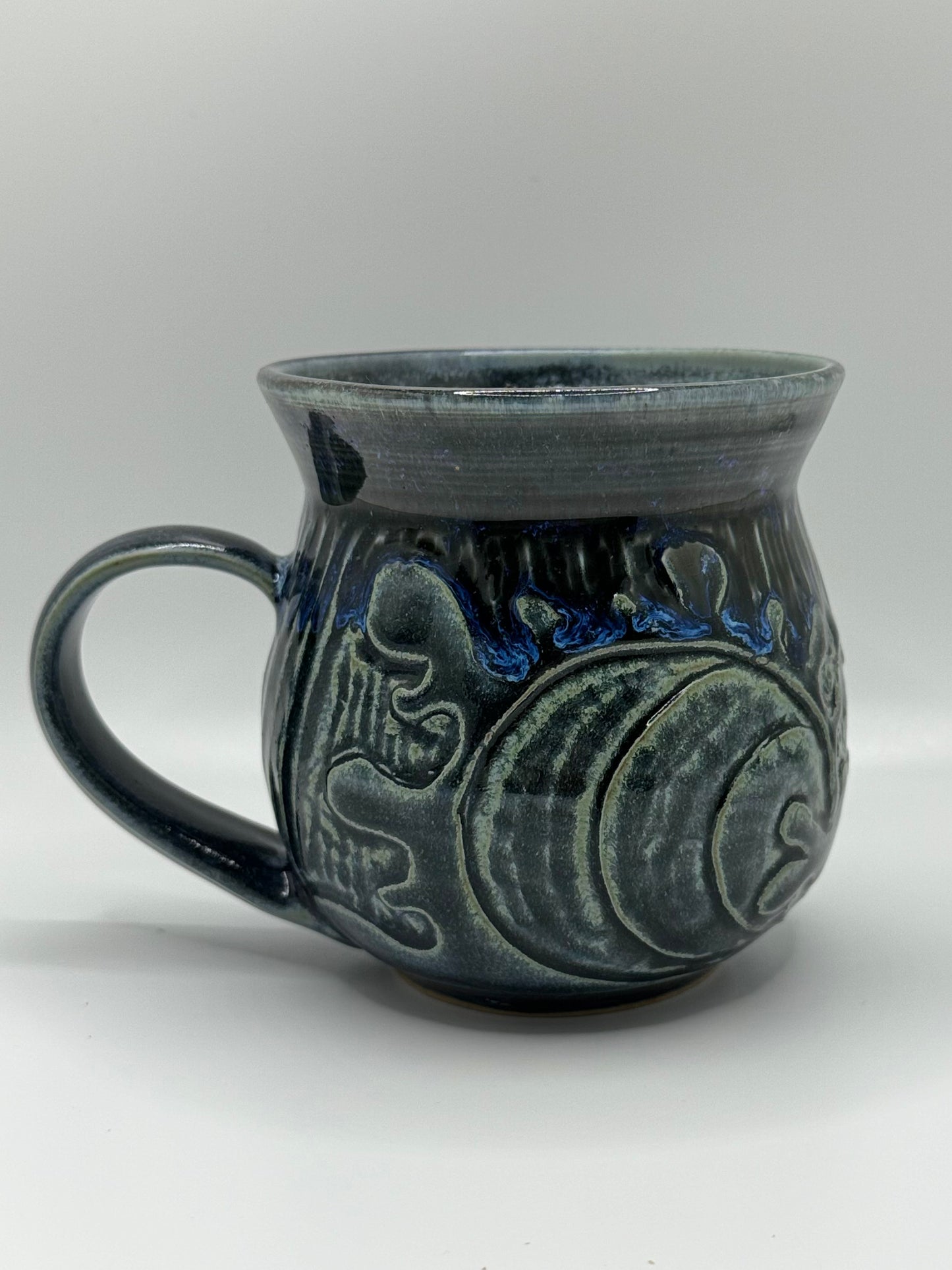 Hand Carved Wave Mug